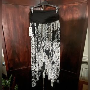Apt 9 Black and White patterned midi skirt with handkerchief hemline